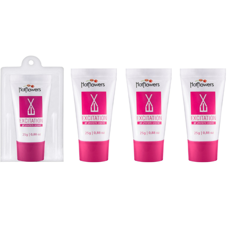 Kit 03 Excitante Feminino Excitation Rosa 25g HotFlowers - Sexshop