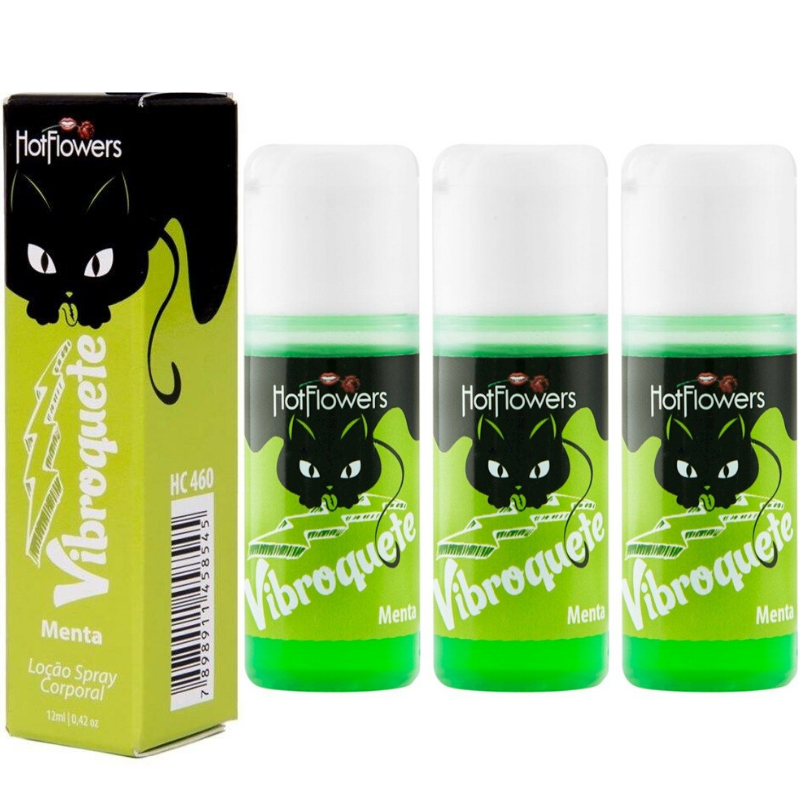 Kit 03 Gel Sexo oral Vibroquete Menta Vibrante 12gr Hot Flowers - Sex shop