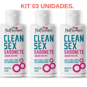 Kit 03 Higienizador Sabonete Clean Sex Hot Flowers - Sexshop
