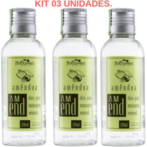 Kit 03 Óleo Mineral para Massagem AMEND 120ML HOTFLOWERS - Sex shop