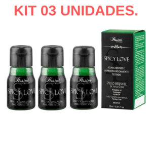 Kit 03 Gel Comestível Spicy Love 15ml Pessini Menta - Sexshop