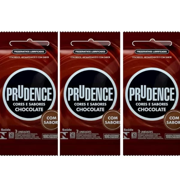 Kit 03 Pacotes Preservativo Cores e Sabores Chocolate - Sexshop