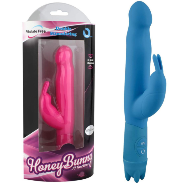 Vibrador em Puro Silicone com Estimulador de Clitóris no formato de Coelho - Duplo Motor