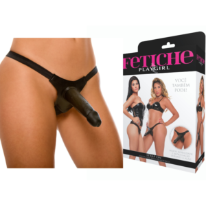 Strap On - cinta com pênis realístico - Preto 14,5x4cm - Sexshop