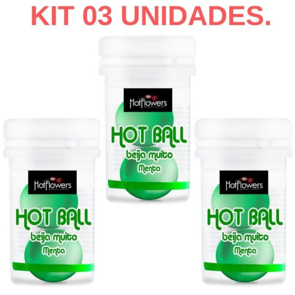 Kit 03 Bolinha Beija Muito Menta 2 Unidades HotFlowers - Sexshop