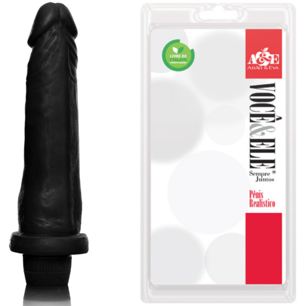 Pênis Preto 18cm com Vibrador - Sexshop