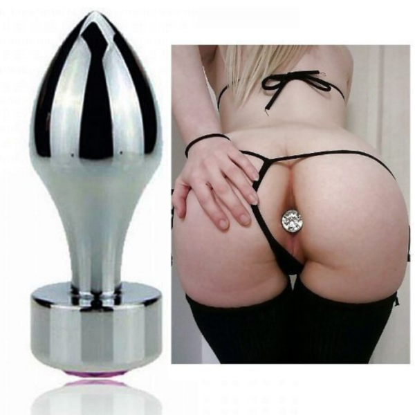 Plug Anal de Aço com Cristal Brilhante - Tamanho P - Sexshop