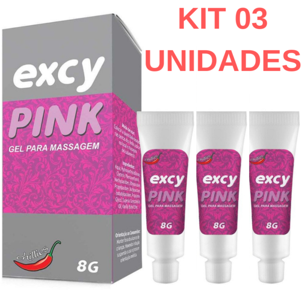 Kit 03 Cremes Excitante Feminino Excy Pink 8gr Chillies - Sexshop