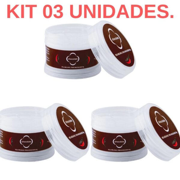 Kit 03 Velas de Massagem Beijável 50gramas Chillies - Chocolate - Sexshop