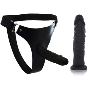 Pênis Real Peter Realístico com Cinta Bombeiro Preto 18x3,5 - Sex Shop