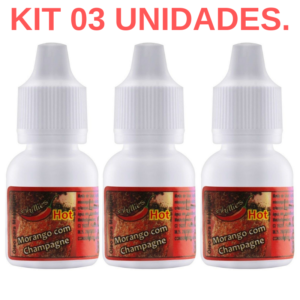 Kit 03 Gotas do Prazer Aromática Morango com Champanhe 8ml Chillies - Sexshop