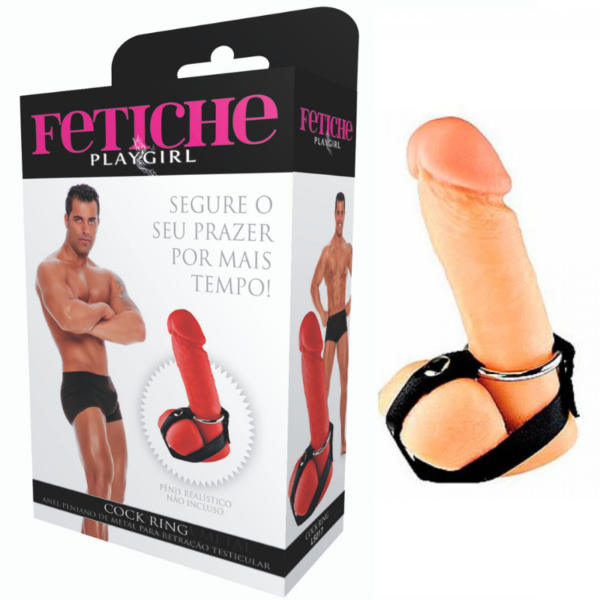 Cock Ring, anel peniano de metal para retração testicular - Sexshop