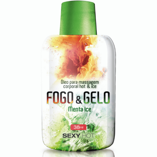 Óleo para massagem beijável FOGO E GELO - Menta Ice - Sexshop