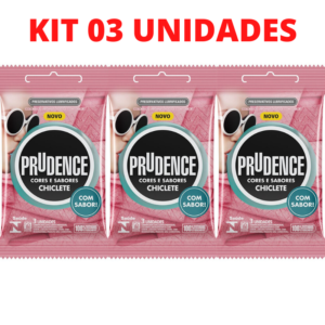 Kit 03 Pacotes Preservativo Sabor Chiclete - Prudence - Sexshop