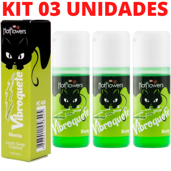 Kit 03 Gel Sexo oral Vibroquete Menta Vibrante 12gr Hot Flowers - Sex shop