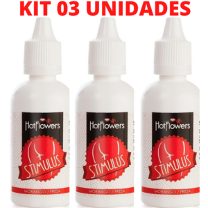 Kit 03 Stimulus Óleo de Massagem Anal corporal Morango 15ml Hot Flowers - Sexshop