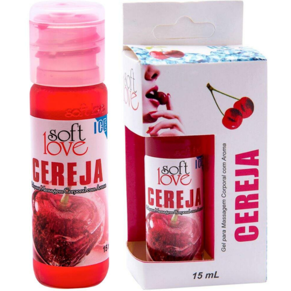 Gel Comestível Ice Cereja 15ml SoftLove - Sexshop