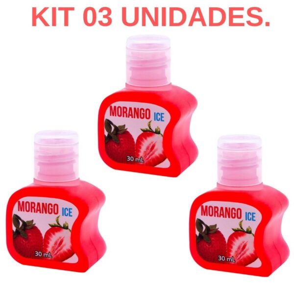 Kit 03 Gel Gelado Comestível Morango 30ml SoftLove - Sex shop