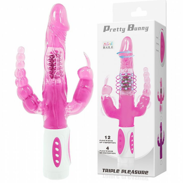 Vibrador Rotativo Triplo Prazer 12 vibrações - Sexshop