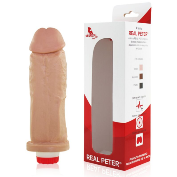 Pênis Real Peter Larger com Vibrador - 18x5cm - Sexshop