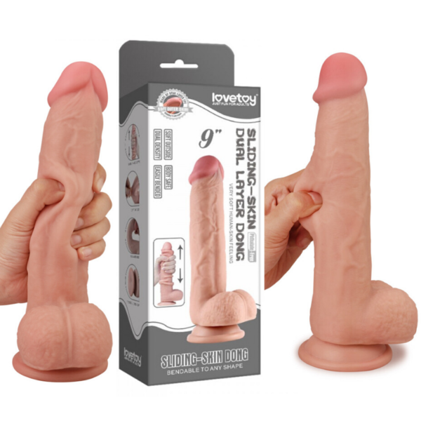 Pênis Realística 23,1 cm com Camada de Dupla Intensidade - LOVETOY SLIDING-SKIN DUAL LAYER DONG - Sexshop