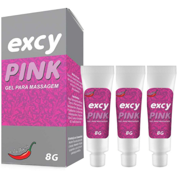 Kit 03 Cremes Excitante Feminino Excy Pink 8gr Chillies - Sexshop