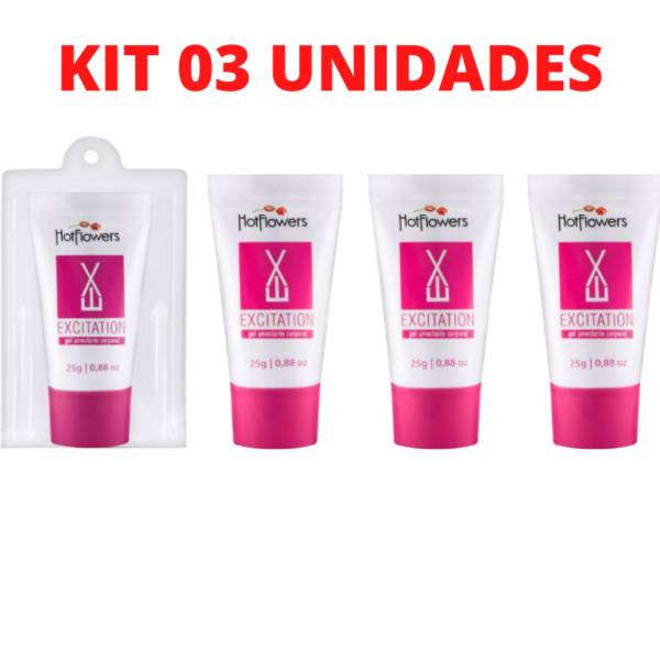 Kit 03 Excitante Feminino Excitation Rosa 25g HotFlowers - Sexshop