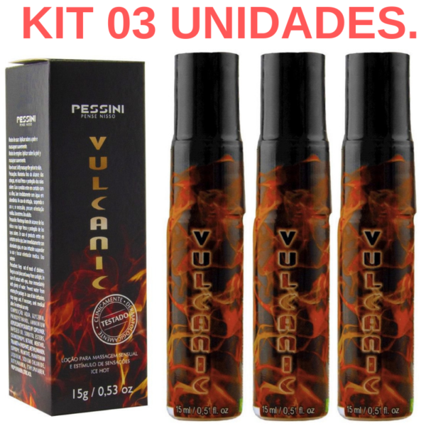 Kit 03 Vulcanic Loção Excitante Unissex em Spray Pessini 15g - Sexshop