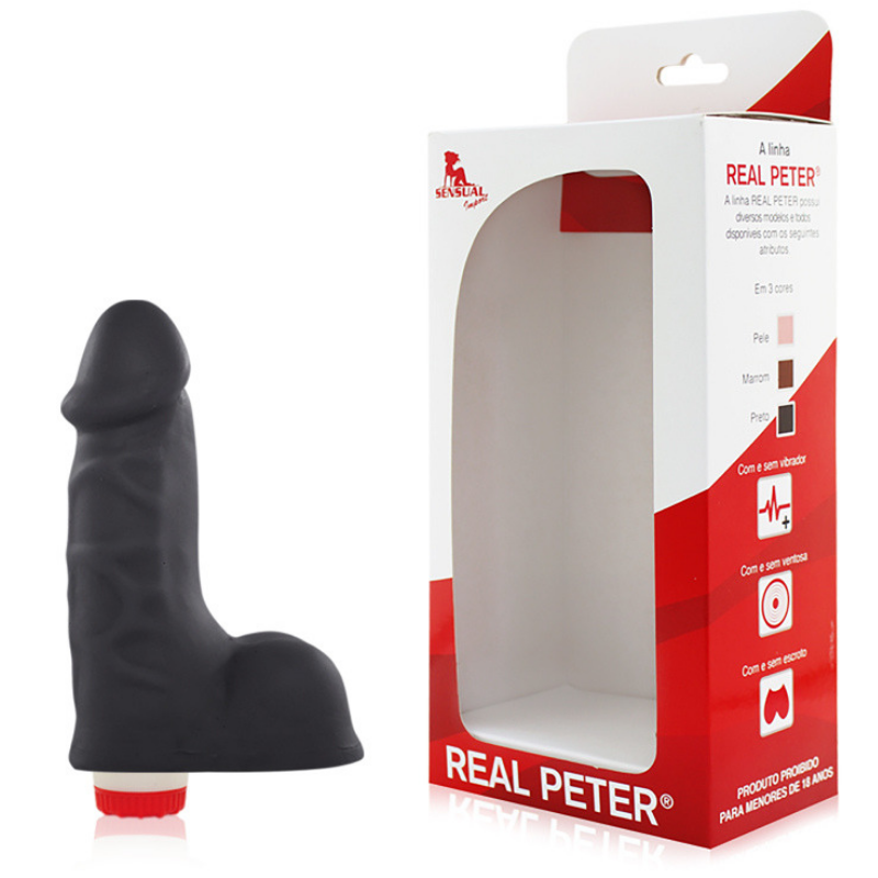 Pênis Vibrador Real Peter Mini Thor 14x5cm Preto - Sex shop