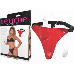 Calcinha com vibrador em Vinil - Power Panty Vermelho - Sexshop