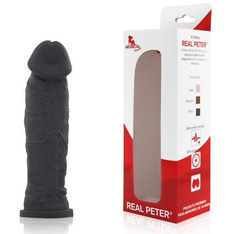 Pênis Grosso Real Peter Charmoso 20x5cm Preto - Sexshop