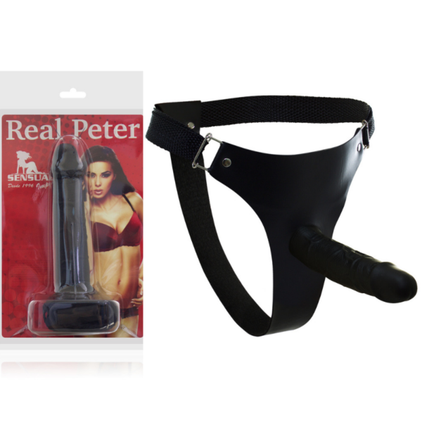 Pênis Real Peter Realístico com Cinta Bombeiro Preto 18x3,5 - Sex Shop