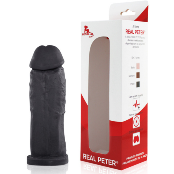 Pênis Grosso Real Peter Larger Preto - 18x5cm - Sexshop