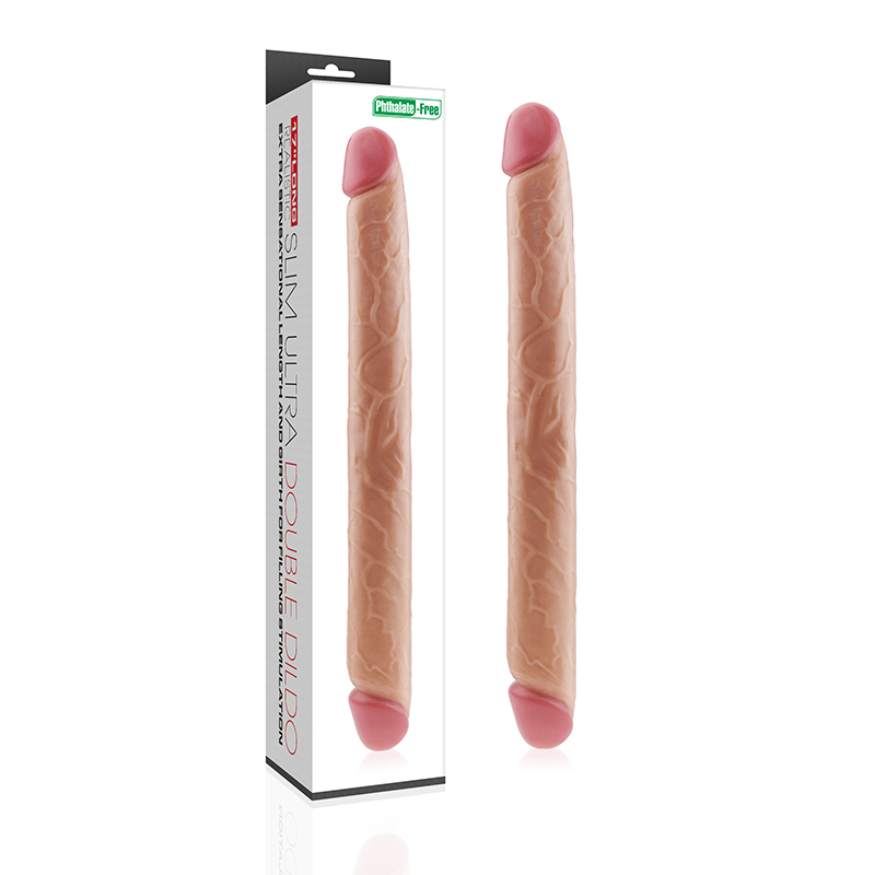 Pênis duplo, 43,5 cm com Glande Avantajada - SLIM ULTRA DOUBLE DILDO - Sexshop