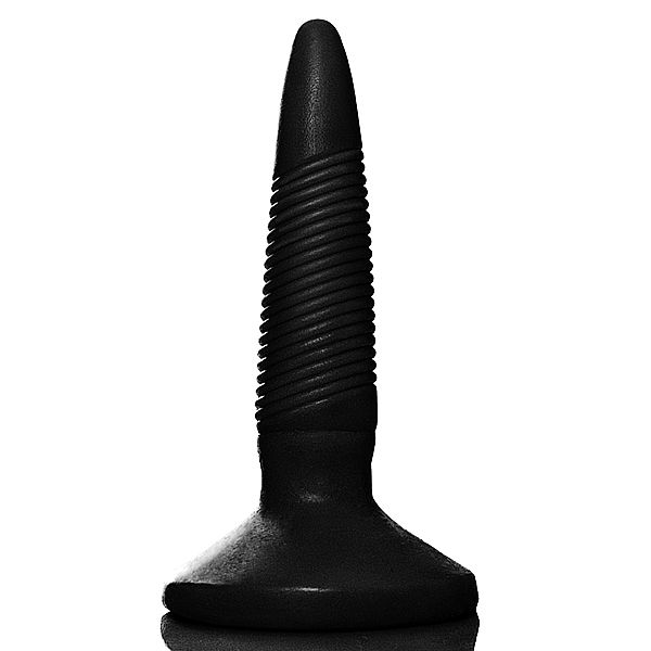 Plug Anal fino com estrias - Preto - Sex shop