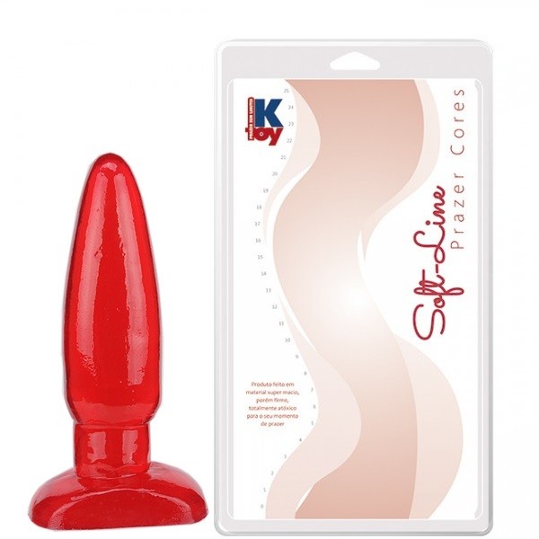 Plug anal torpedo feito em silicone Vermelho 15,5X4 CM - Sexshop
