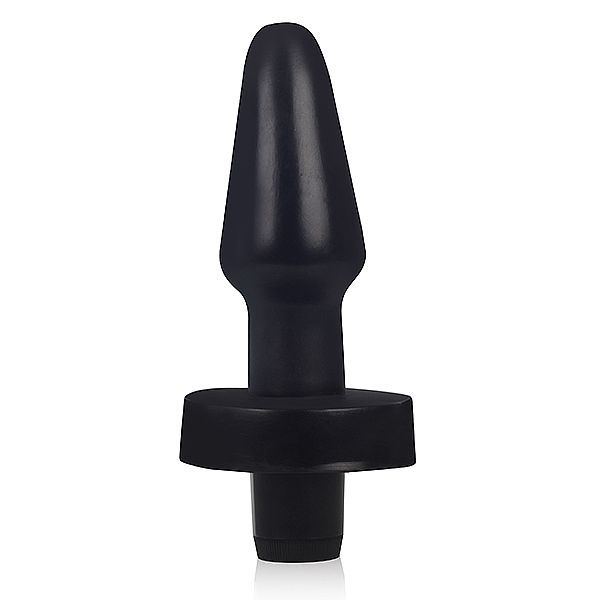 Plug Cônico 2 - 12 x 4,5 cm na cor preto - com vibrador - Sexshop