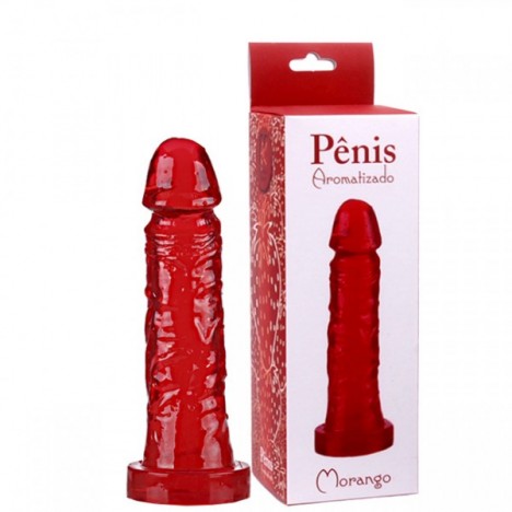 Pênis com aroma de Morango 17x3,8 - Sexshop