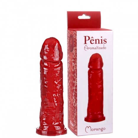 Pênis Realístico com aroma de morango 17x4 - Sexshop