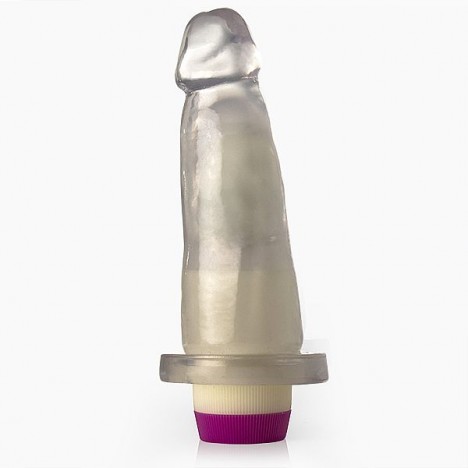 Pênis Prótese com vibrador 6 - 14,5x4 cm - Translúcido - Sexshop