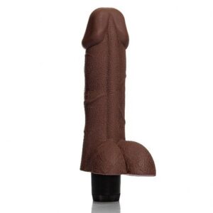 Pênis Prótese em Cyber Skin com escroto e vibro - 14cm marrom - Sexshop