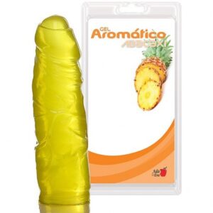 Pênis Realístico Fimose Gel Aroma Abacaxi - 18x6 cm em gel - Sexshop