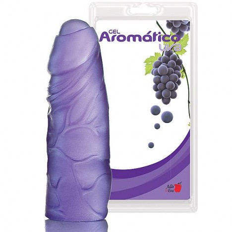 Pênis Realístico Prótese Fimose Gel Aroma Uva - 18x6 cm em gel - Sexshop
