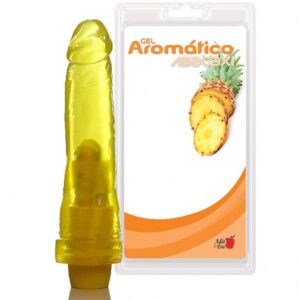 Pênis Realístico Prótese Gel Abacaxi - 18,5x4,5 cm com vibrador - Sexshop