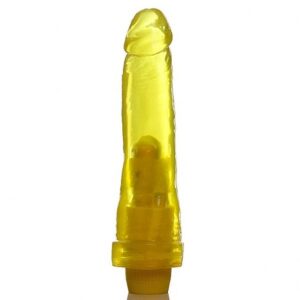 Pênis Realístico Prótese Gel Abacaxi - 18,5x4,5 cm com vibrador - Sexshop