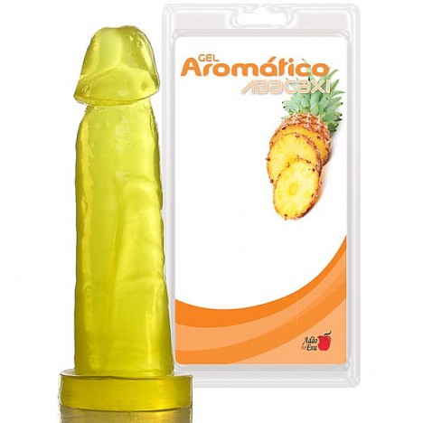 Pênis Realístico Prótese Gel Aroma Abacaxi - 16x4 cm em gel - Sexshop