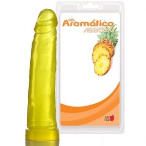 Pênis Realístico Prótese Gel Aroma Abacaxi - 18,5x4,5 cm em gel - Sexshop