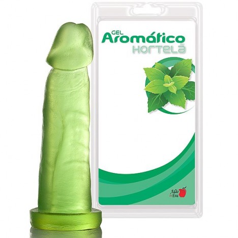 Pênis Realístico Prótese Gel Aroma Hortelã - 16x4 cm em gel - Sexshop