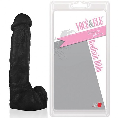 Prótese Urano com escroto - 21,5x4,5 cm na cor preto - Sexshop