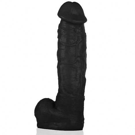 Prótese Urano com escroto - 21,5x4,5 cm na cor preto - Sexshop